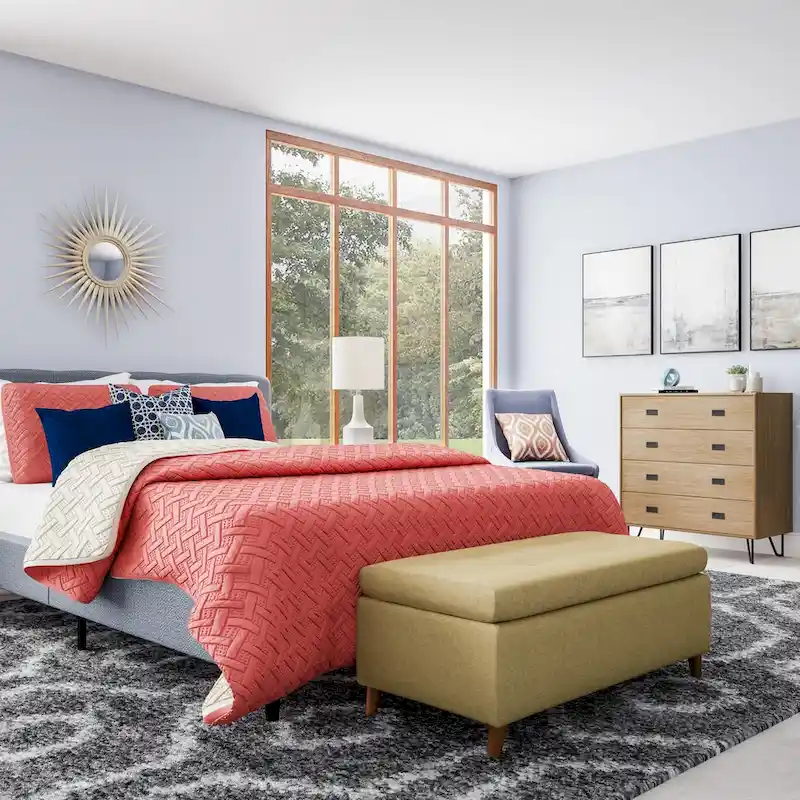 Mid-century Storage Ottoman Bench