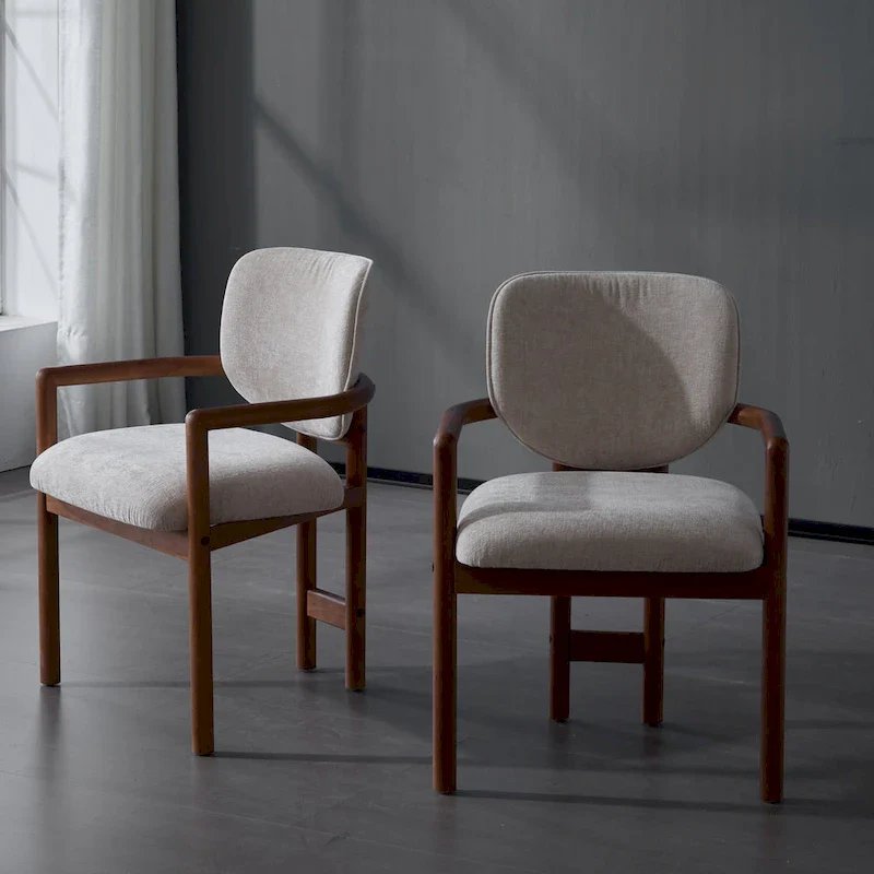 Upholstered Dining Chairs Set of 2, Side Chairs with Rubber Wood Legs, 300 LBS Weight Capacity