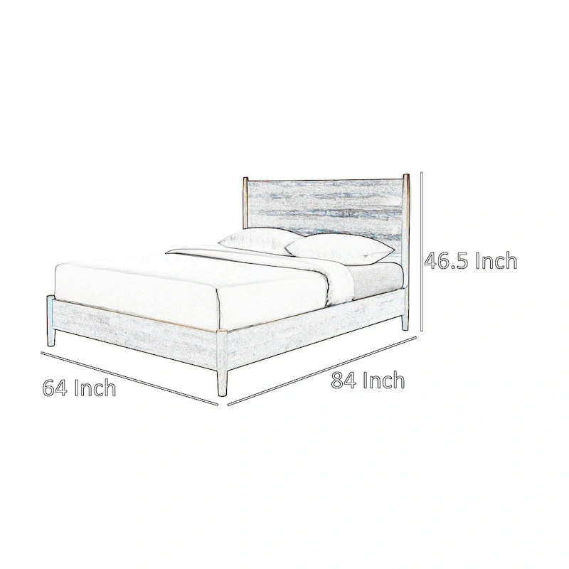 Carry Queen Bed, Beige Boucle Upholstered Headboard Walnut Brown Solid Wood