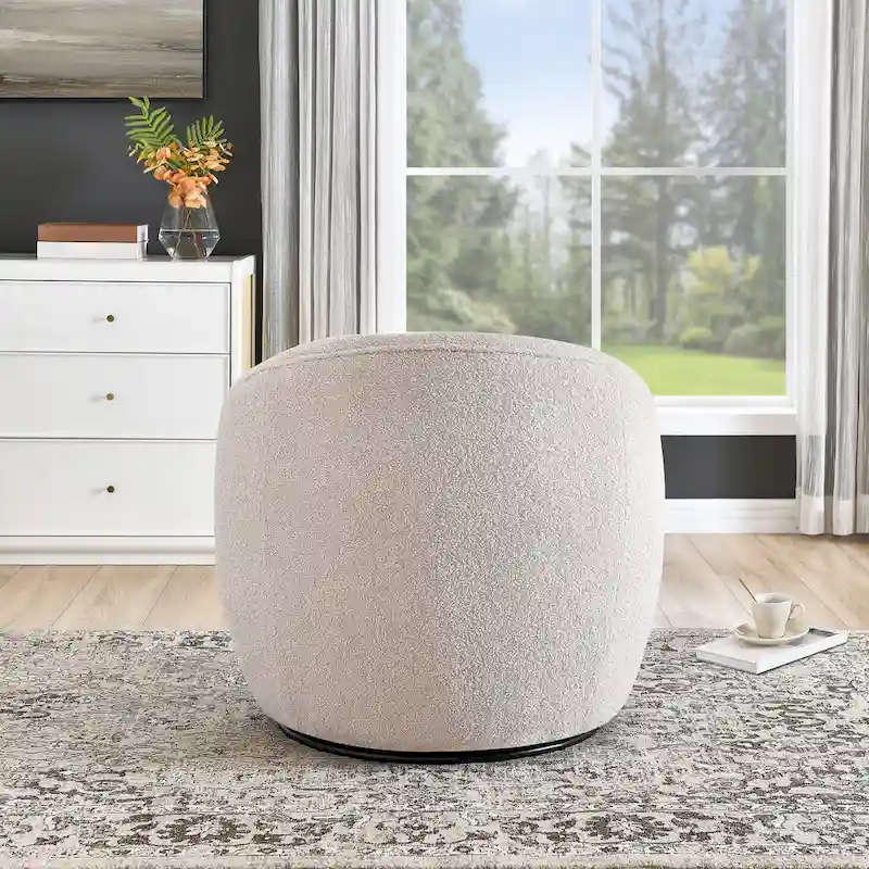 Galleria 360 Swivel Teddy Sherpa Fabric Barrel Chair
