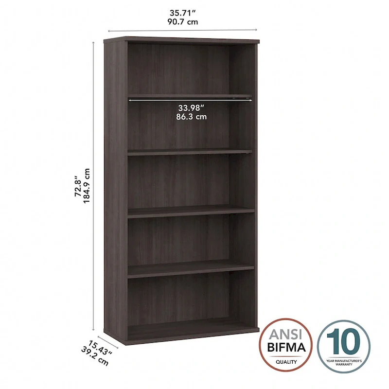 Tall 5 Shelf Bookcase by