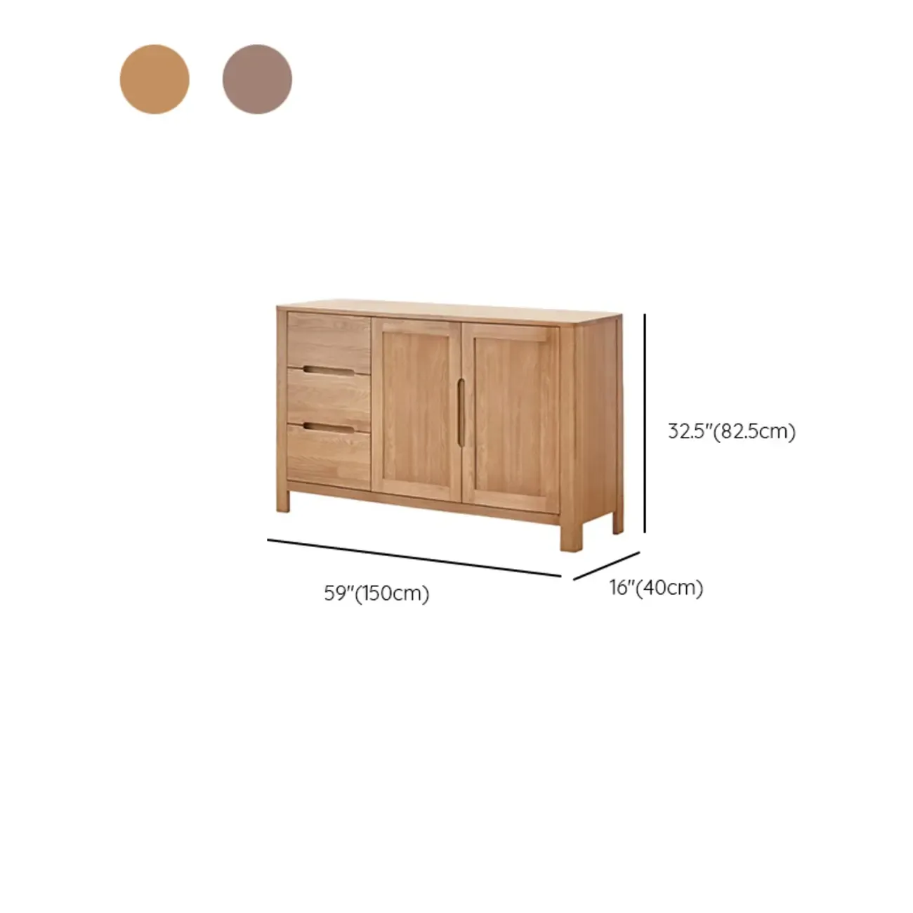 Modern Wood Sideboard with Shelves and Drawers