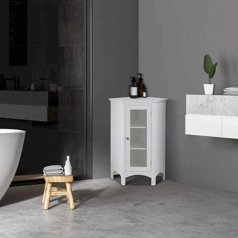 Freestanding Corner Floor Accent Cabinet - 17L x 24.75W x 32H