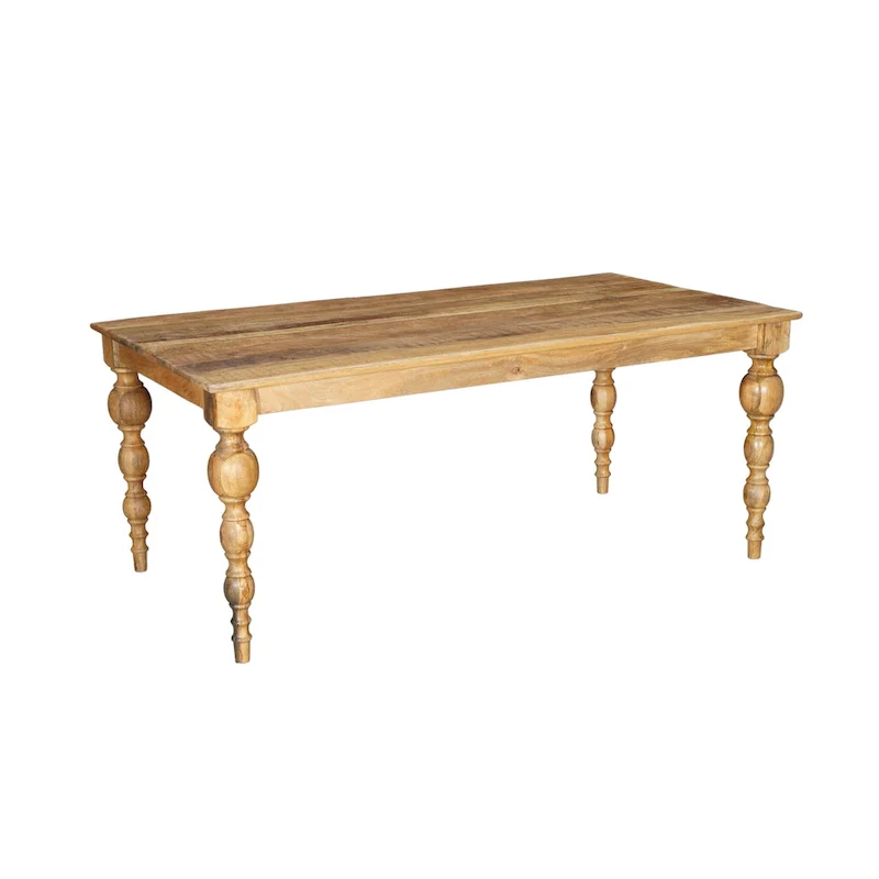 Natural Solid Wood Rectangular Dining Table, Seats 6