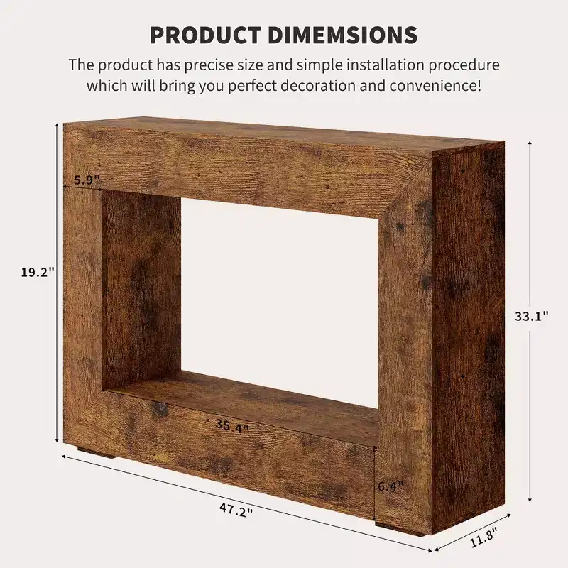 47 Farmhouse Console Table - Long Sofa Table Behind Couch, Wooden Entryway Table for Living Room, Hallway, Entrance, Rustic Rectangular Design