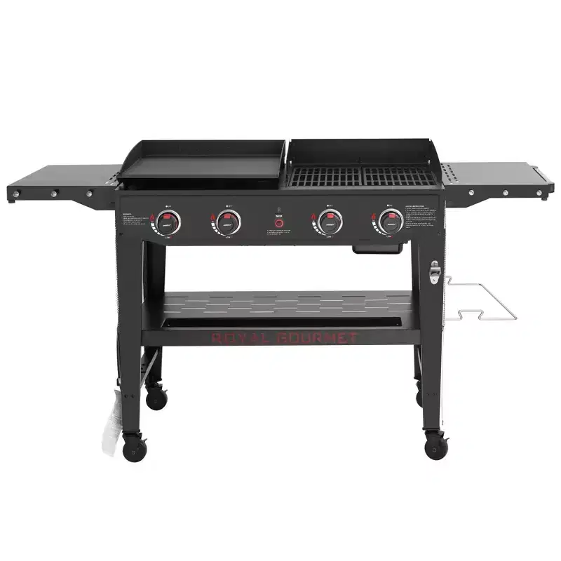 Royal Gourmet 4-Burner Propane Grill & Griddle 48000 BTU Combo Grill GD405ATG Black