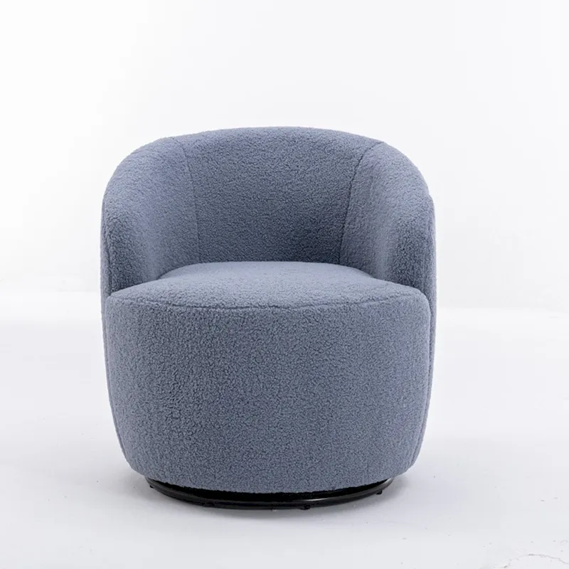 360° Swivel Barrel Accent Chair – Soft Teddy Fabric, Ergonomic Backrest