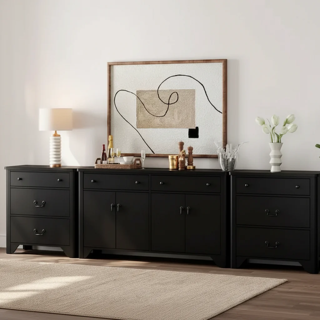 122 W Large Farmhouse Sideboard Buffet Cabinet with Doors and Adjustable Shelf