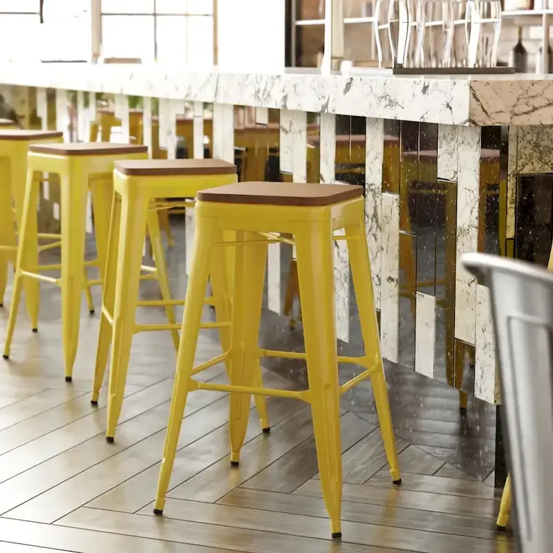 Backless Stackable Bar Stool, Multi-Color, Indoor/Outdoor, Seats 1