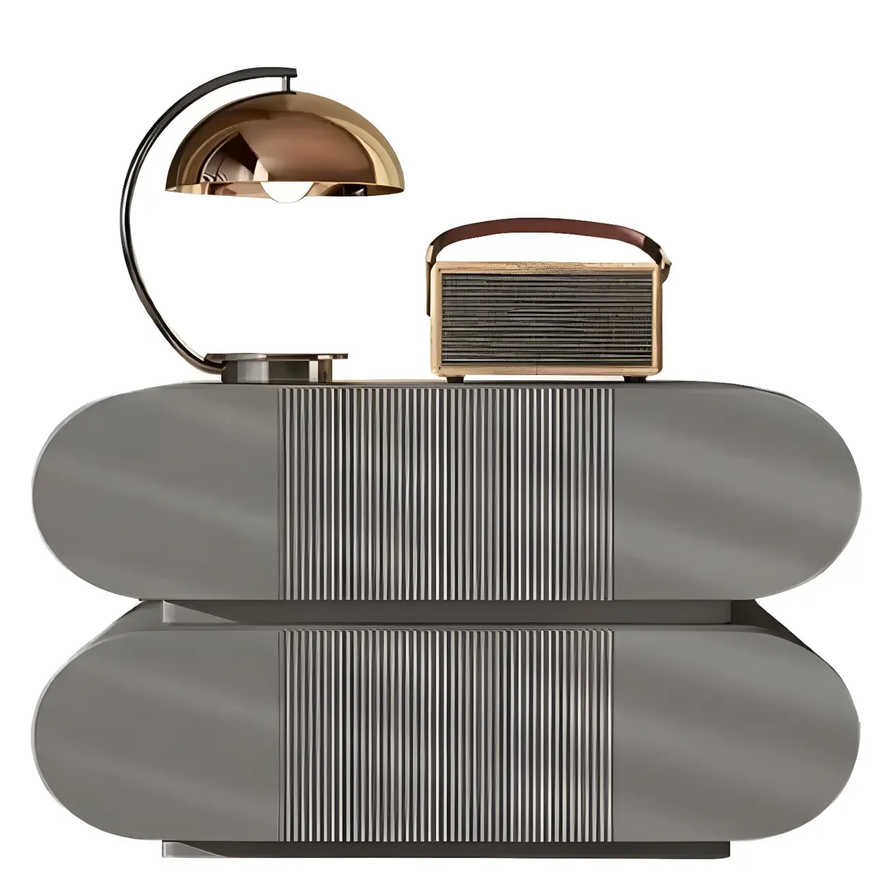 Modern Wood Striped White 2-Drawer Nightstand