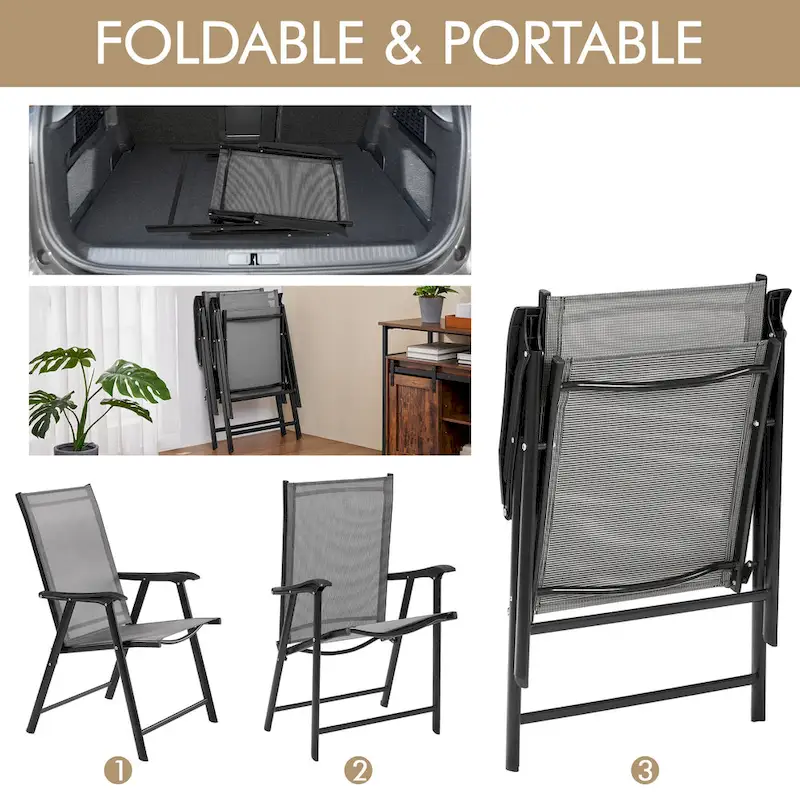 Yaheetech 4pcs Folding Dining Chairs Patio Dining Chairs with Backrest and Armrests