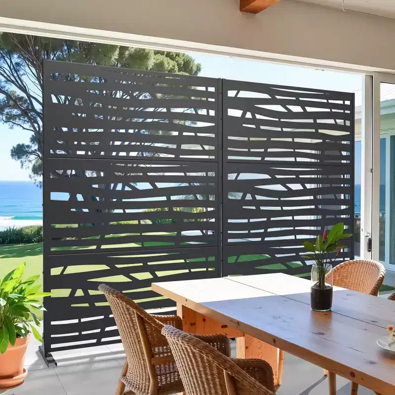 PexFix 72 in. x 47 in. Outdoor Privacy Screen Garden Fence in Jungle Pattern in Black