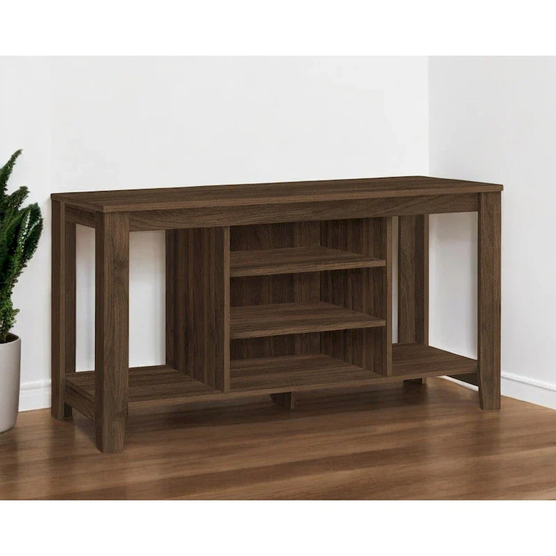 Brown Particle Wood Open Shelving TV Stand with Multi-Purpose Storage – Single
