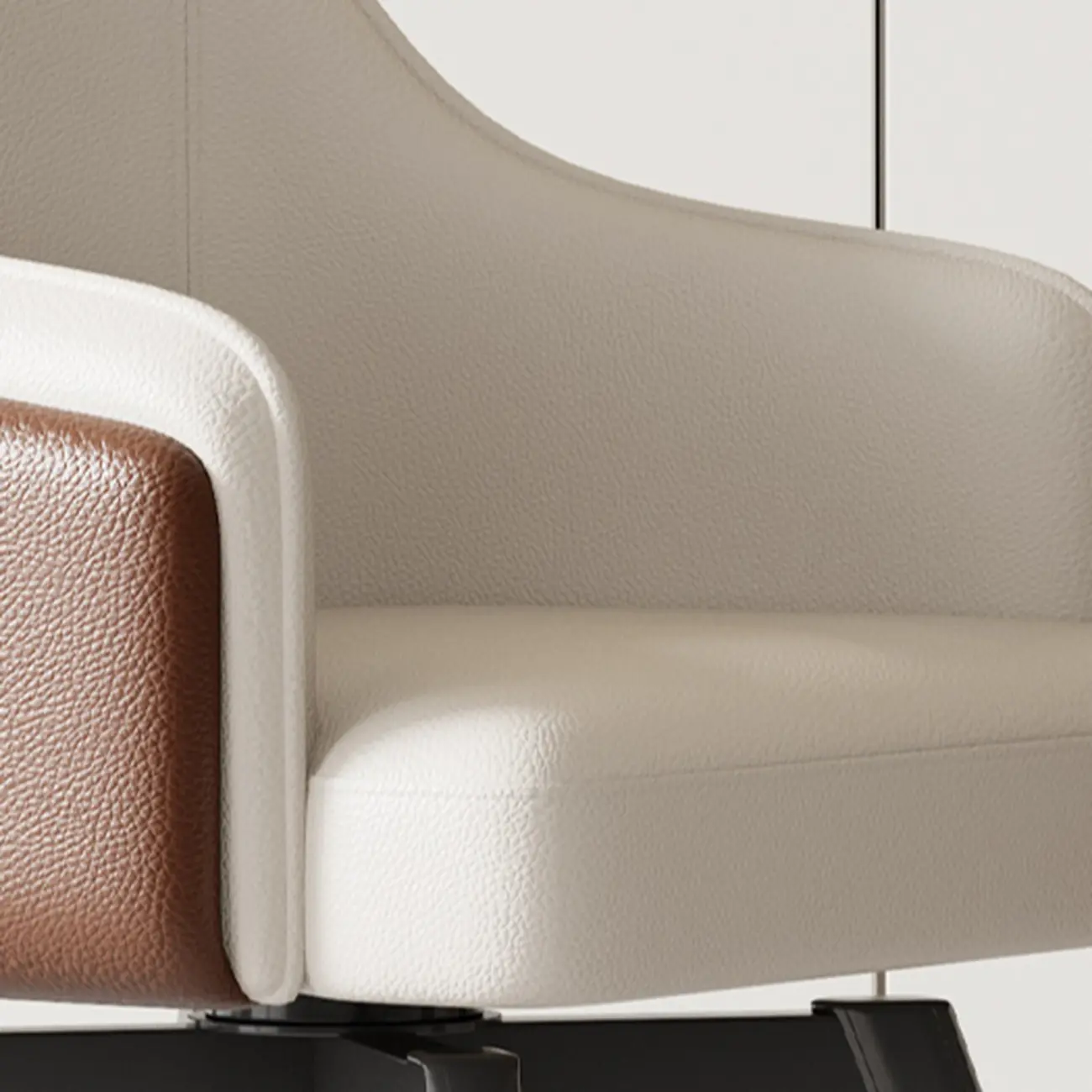 Modern Faux Leather Swivel Arm Dining Chair with Solid Back