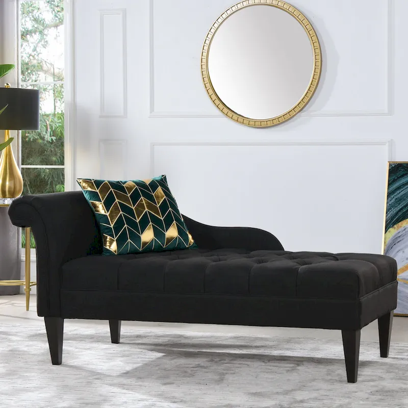 Harrison 64  Mid-Century Tufted Rolled-Arm Chaise Lounge