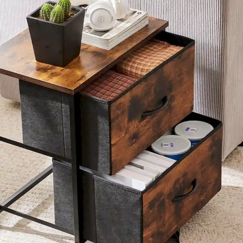 Modern Storage Cabinet with Fabric Drawers, Metal Frame, and Adjustable Feet for Home Entryway and Bedroom
