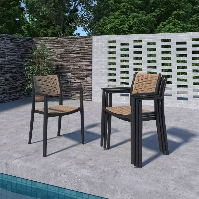 Amazonia Samba 3pc Cane Patio Bistro Set Black