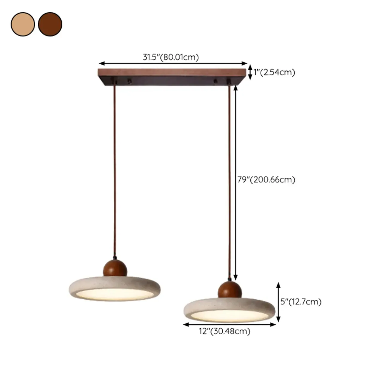 Modern Beige Stone Adjustable Pendant Light