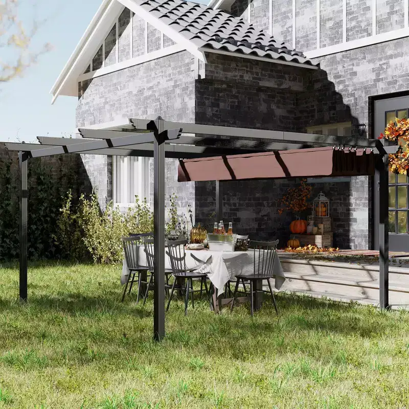 Outsunny 13' x 13' Retractable Pergola Canopy, Aluminum Outdoor Pergola for Garden, Patio, Backyard, Deck
