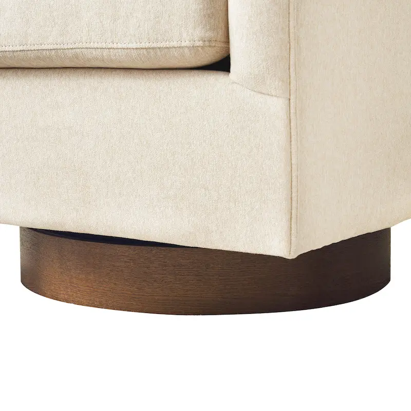 LUE BONA Modern Living Room Armchair Upholstered Wooden Barrel Swivel Accent Chair