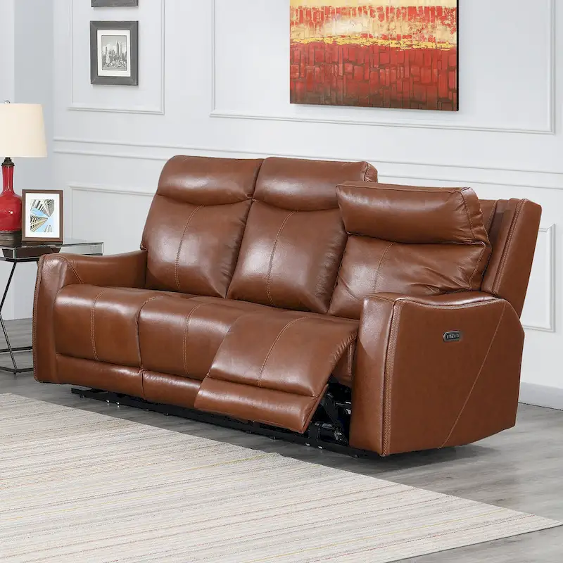 Steve Silver Newport Power Top Grain Leather Reclining Sofa