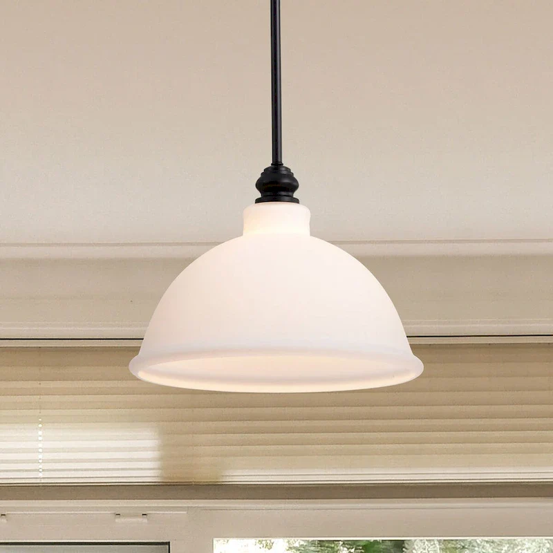 Russel 14 Inch Pendant Matte Black with Satin White Glass - Matte Black