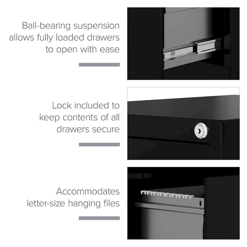 Hirsh 22-in Deep 3 Drawer, Letter Width, Vertical File Cabinet