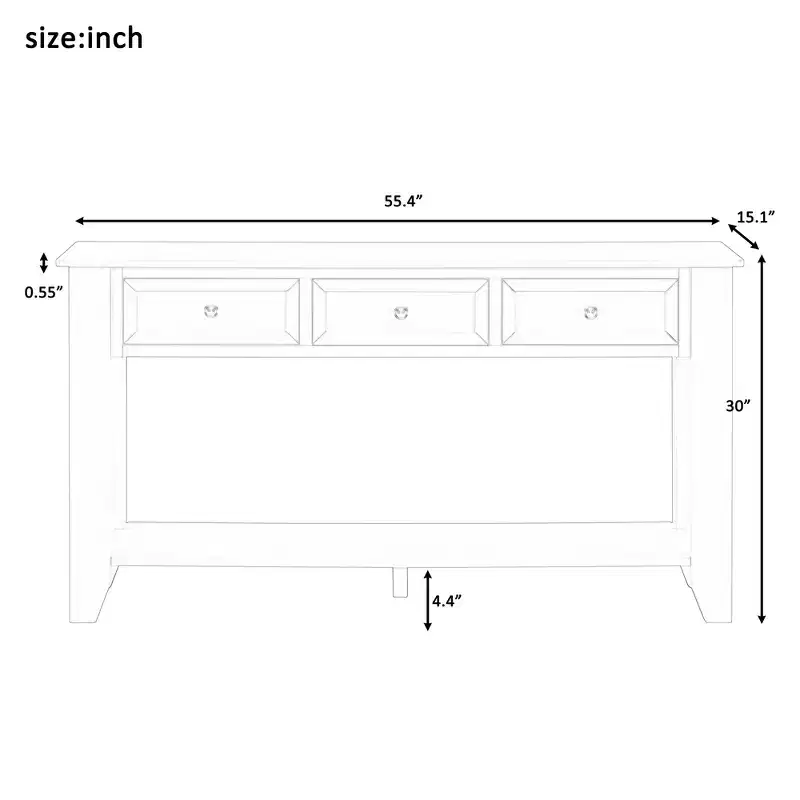 Luxystar Console Table with Three Drawers and Shelf Storage Sideboard, Blue