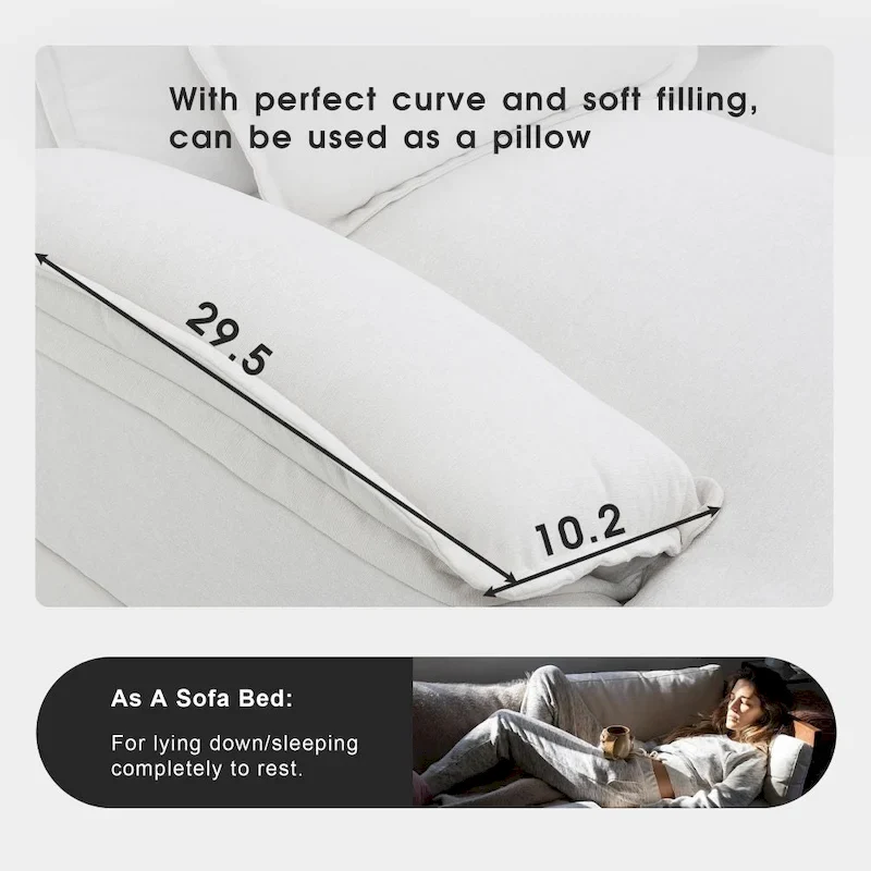 110*55 Modern U-Shaped Sectional Sofa with Waist Pillows,6-Seat Upholstered Symmetrical Sofa Furniture