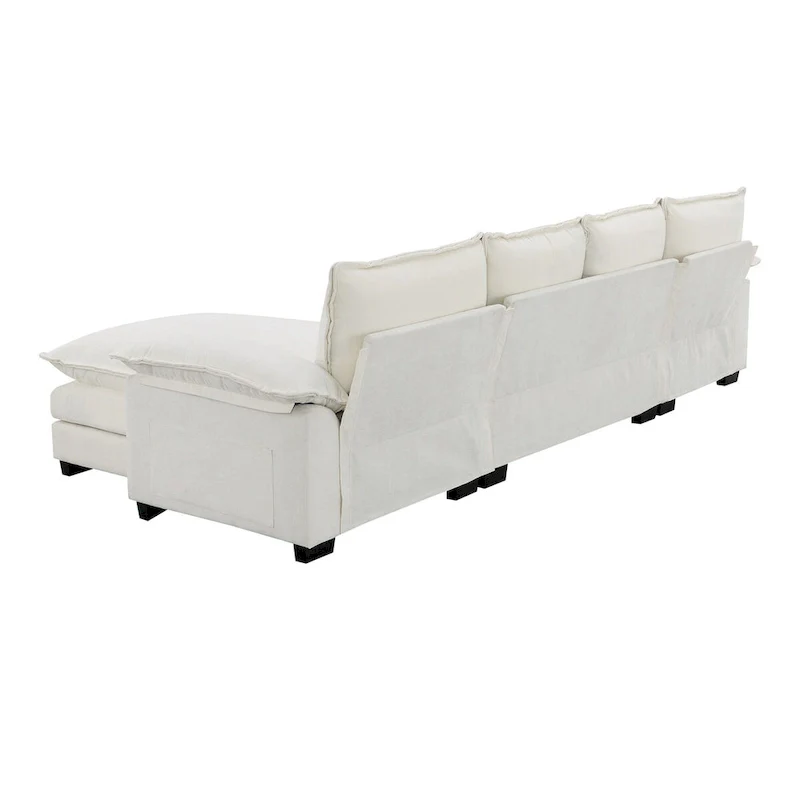 Harper&Bright Designs Modern L-shaped Chenille Cloud Sofa with Double Seat