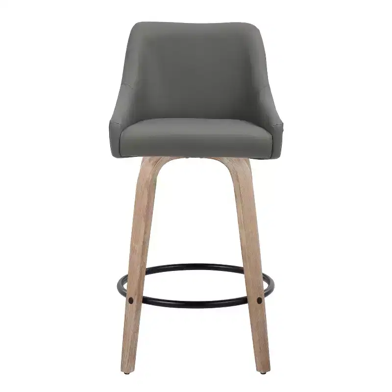LumiSource Set of 2 Hannah Counter Height Barstools Dark Gray