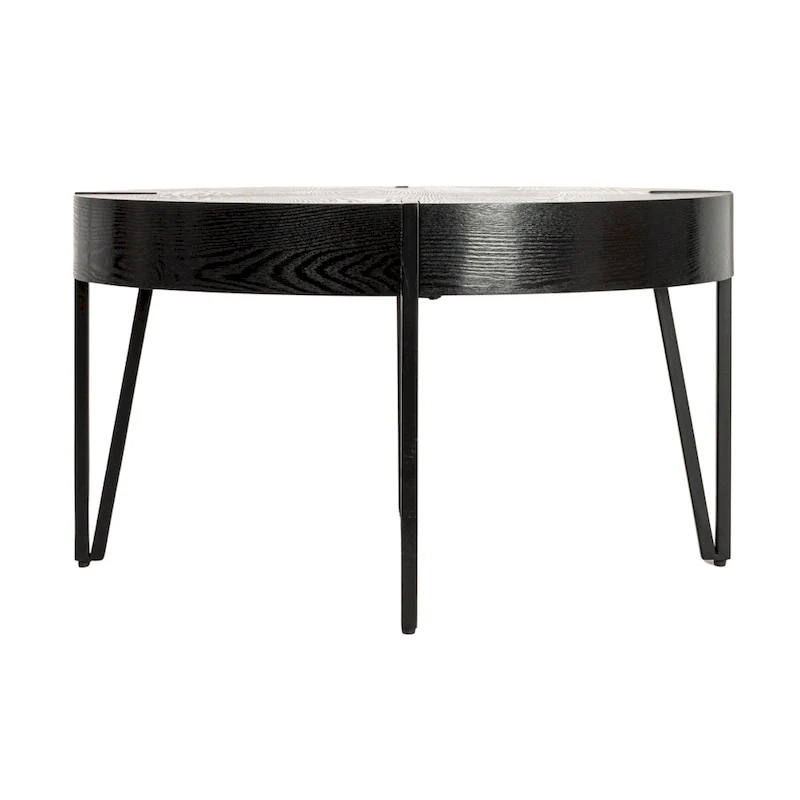 Wood Side Coffee Table with Metal Hairpin Legs
