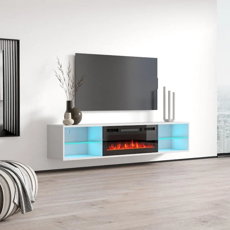 Lima EF Wall Mounted Electric Fireplace 72  TV Stand