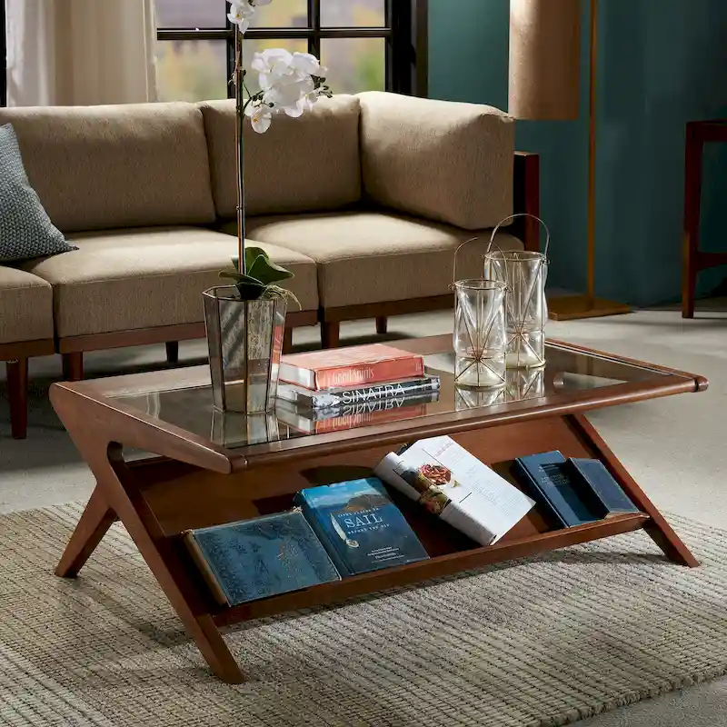 Rocket wood & tempered glass coffee table