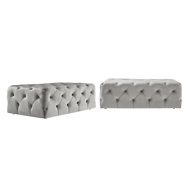 Rectangular Tufted Ottoman with Casters
