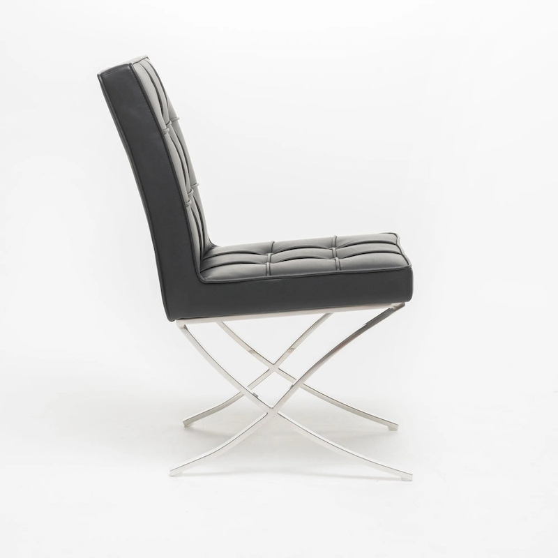 Milania Modern Button Tufted Leather Dining Chairs (Set of 2) by Christopher Knight Home