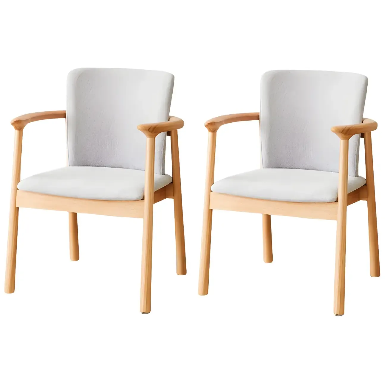 Modern Upholstered Rubberwood Arm Dining Chair Set of 2