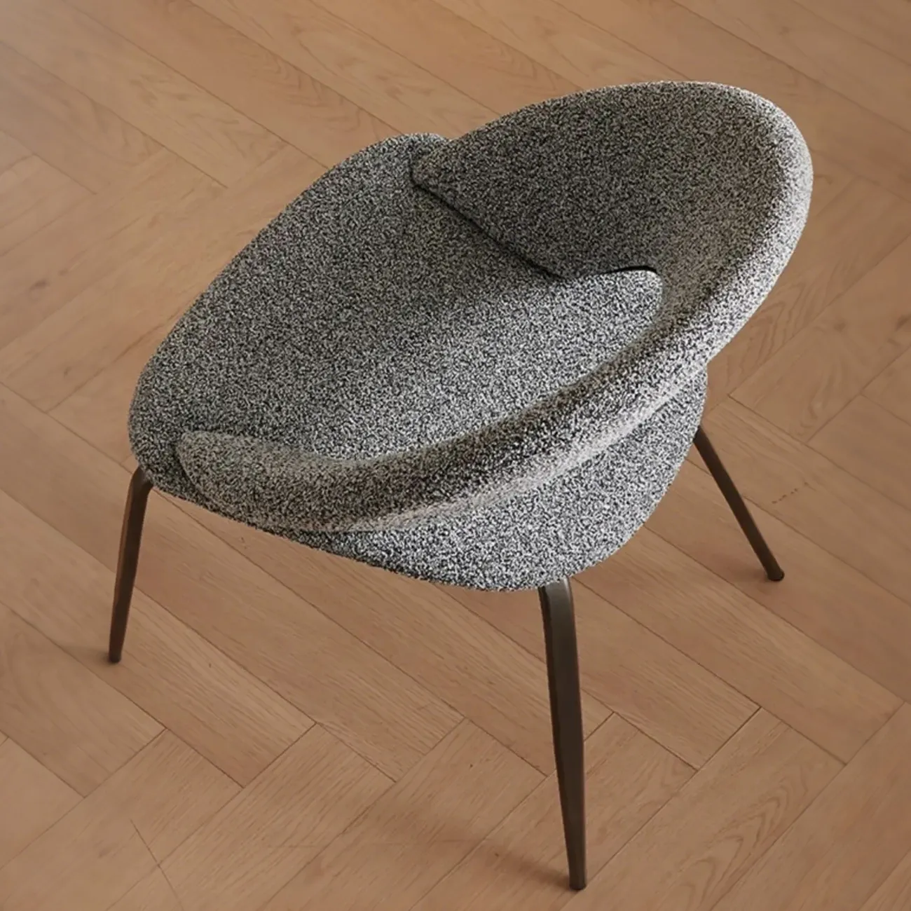 Mid Century Modern Linen Dining Chair with Steel Legs