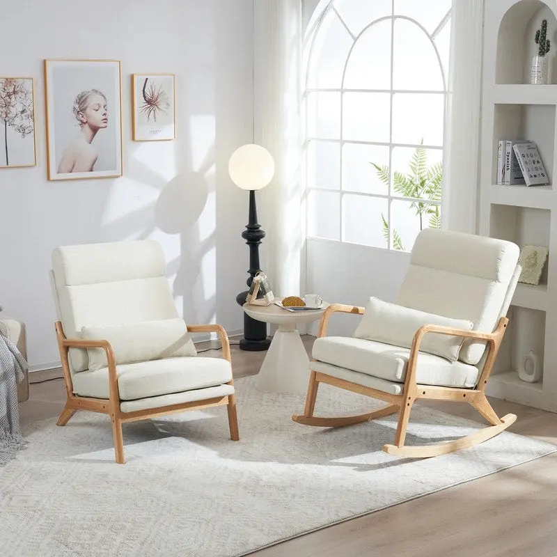 39.37 W High-Back Dual-Use Upholstered Rocking Chair/Accent Chair