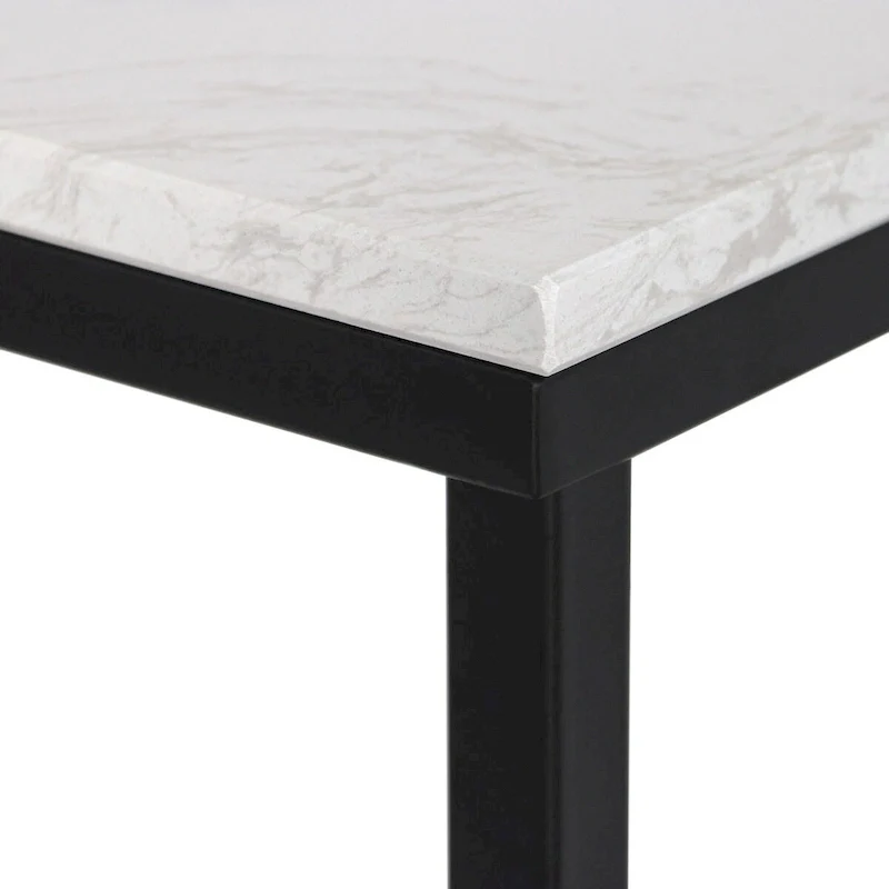 Maypex White Quartz Stone Narrow Console Table with Black Base