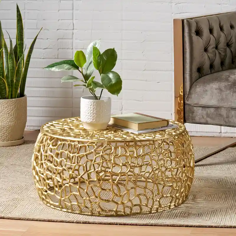 Modern Handcrafted Aluminum Mesh Coffee Table