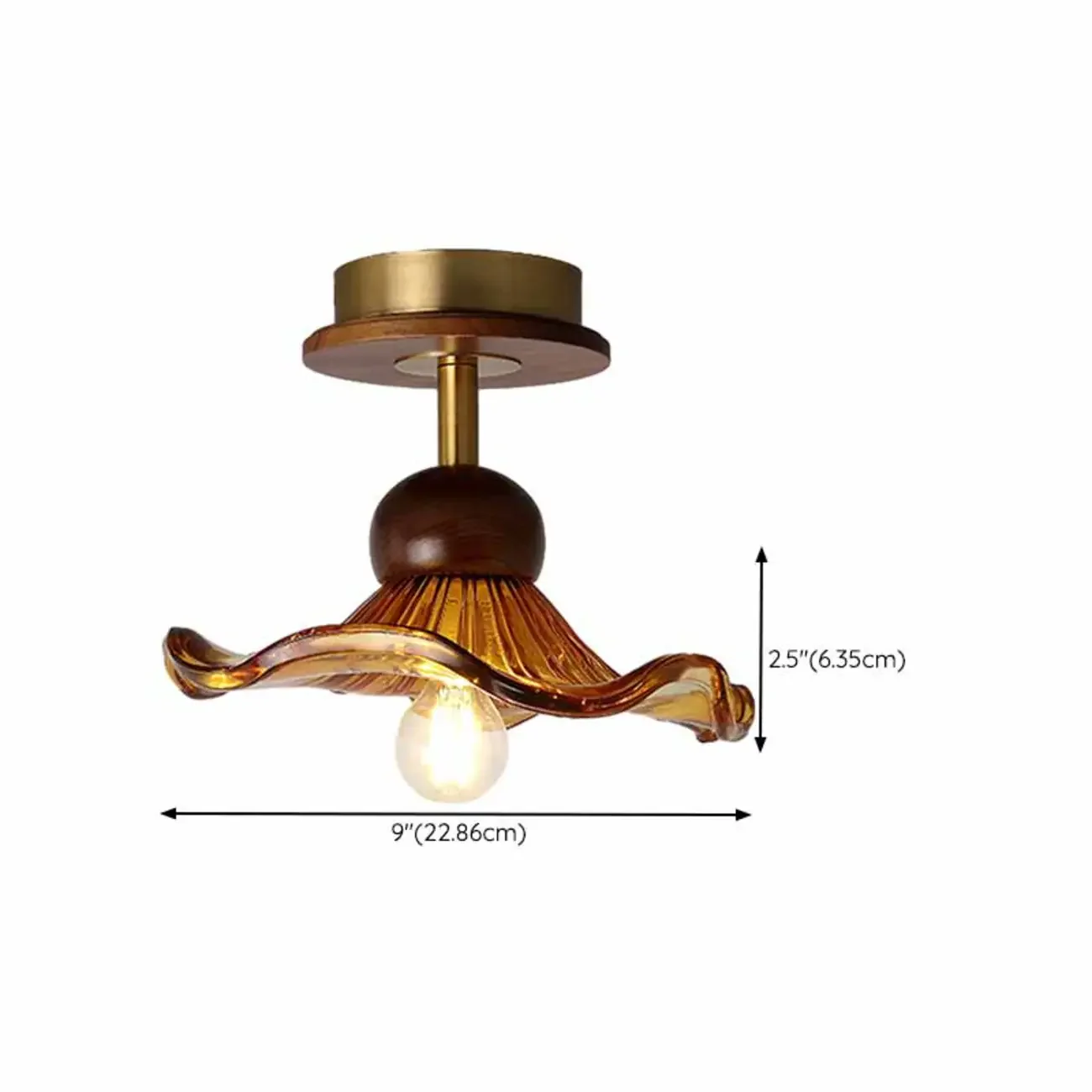 Caramel Gradient Glass Dome Semi Flush Ceiling Light