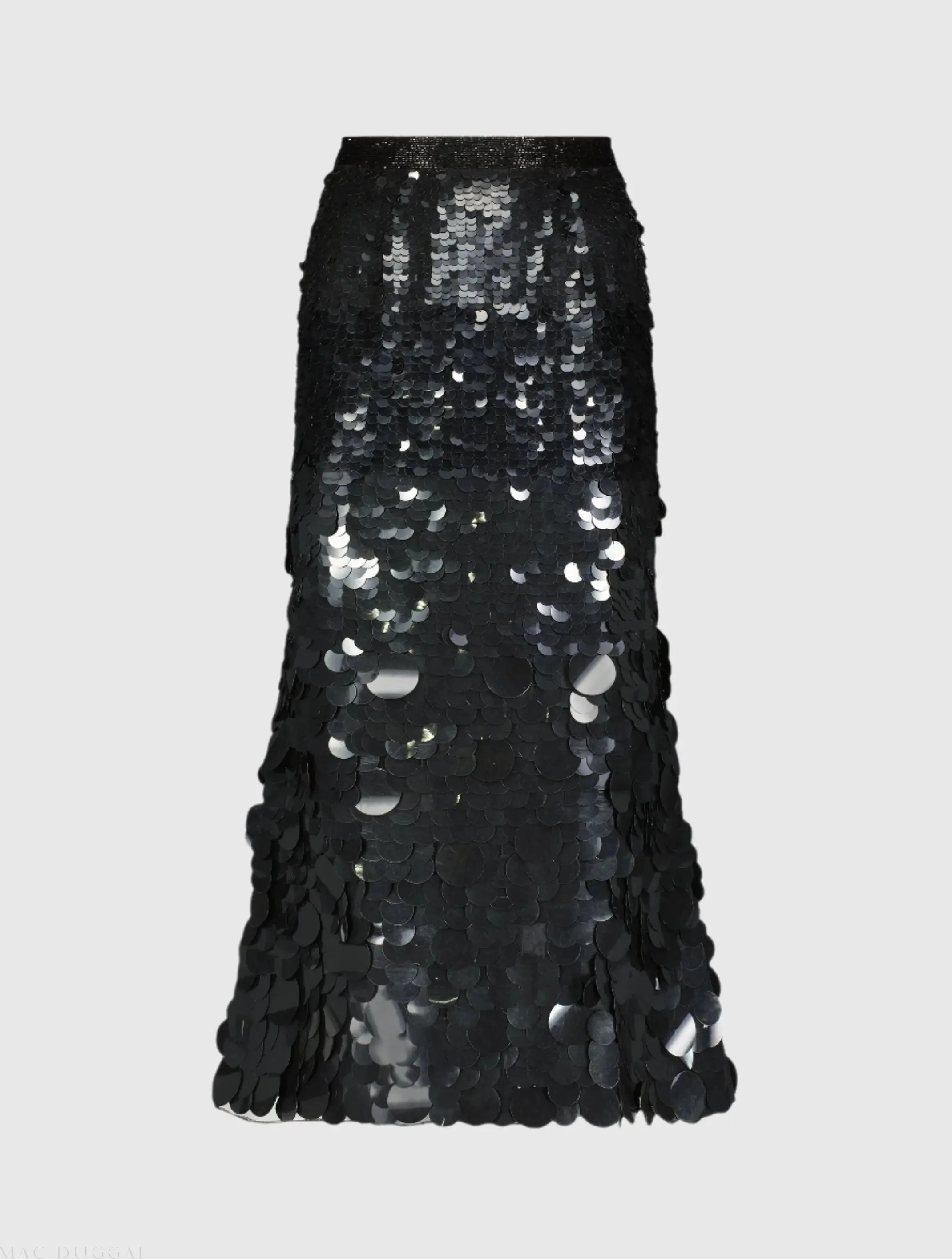 Black Paillette Sequin Midi Skirt