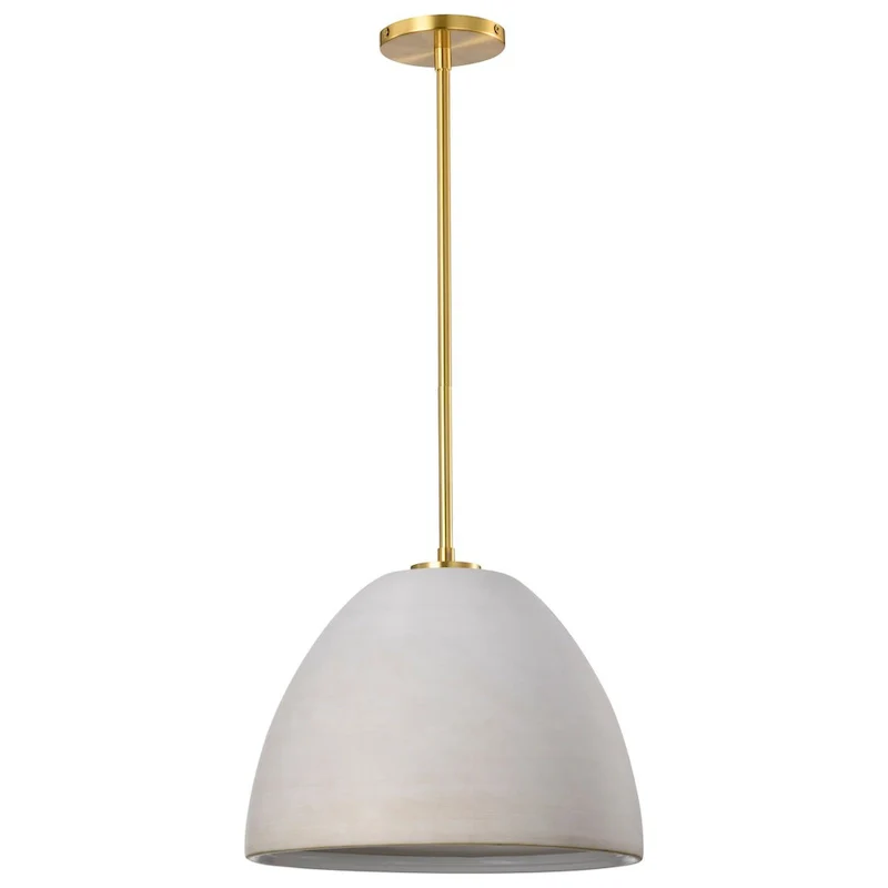 Collins 14 Inch Pendant with White Ceramic - Brushed Brass