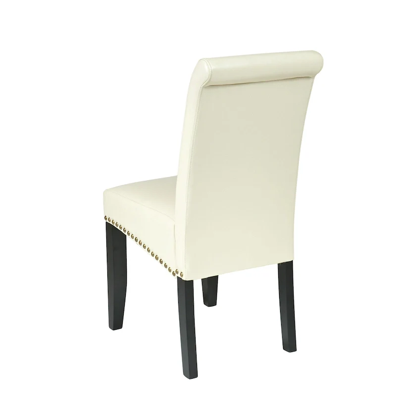 Brown Faux Leather Parsons Dining Chair with Nailhead Trim, 1-Person