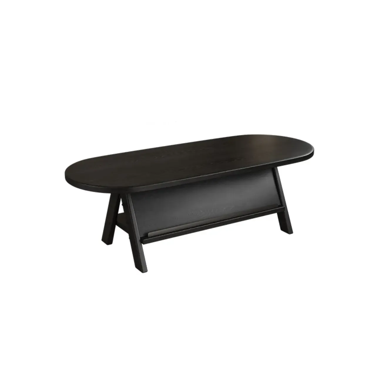 Classic Wooden Oval Coffee Table with Tilt Shelf