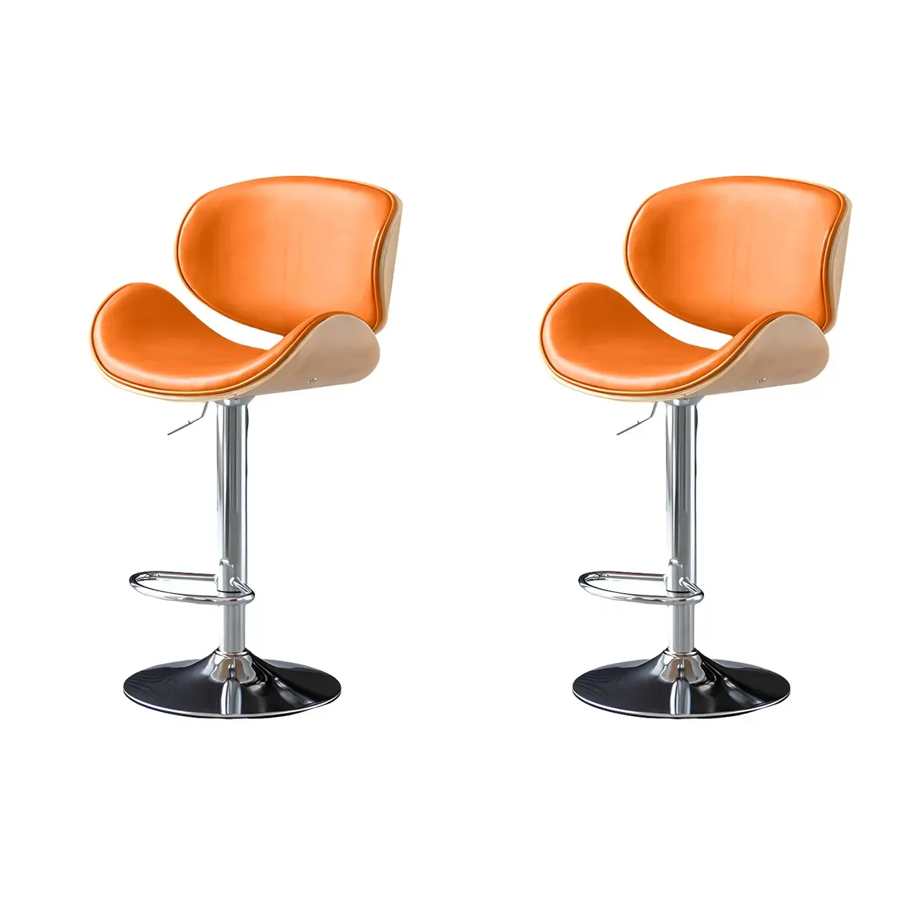 Arched Blackish Green Leather Swivel Adjustable Bar Stool