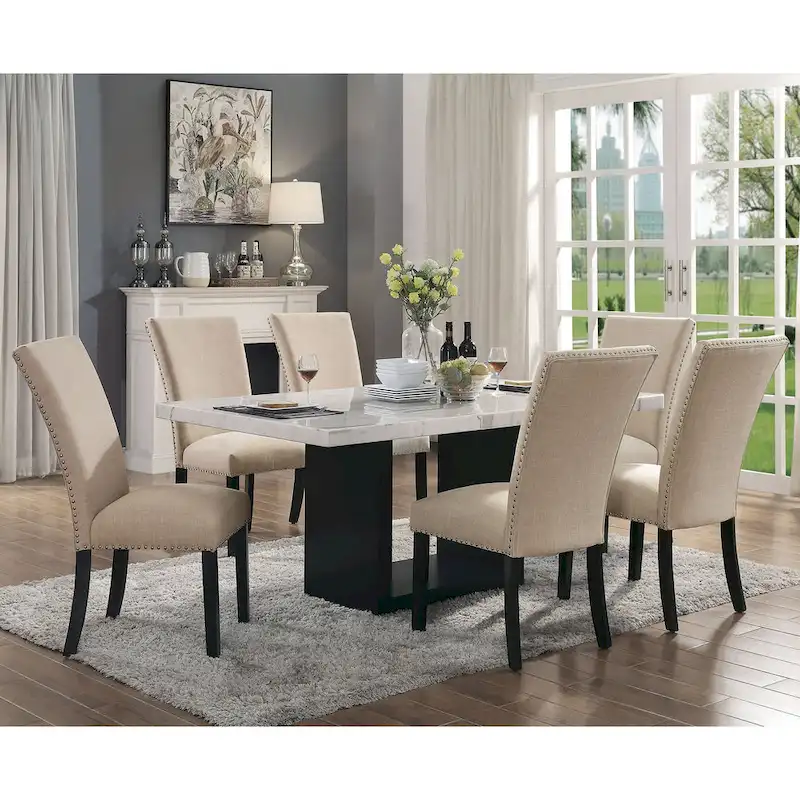 Furniture of America Cots Modern Nailhead Dining Side Chairs (Set of 2)