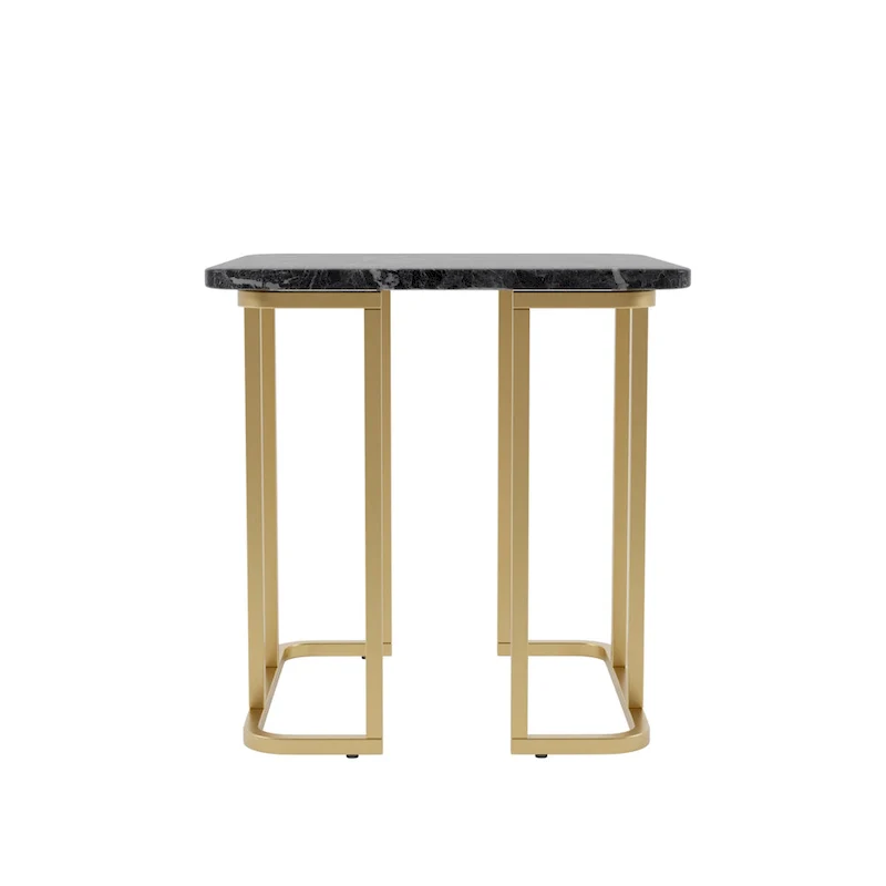 Square Faux Marble Side Table with Metal Base