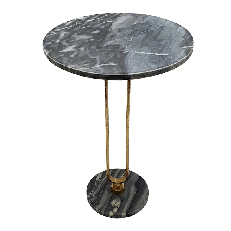 Alexus Oval Steam Marble Table - Black/Gold